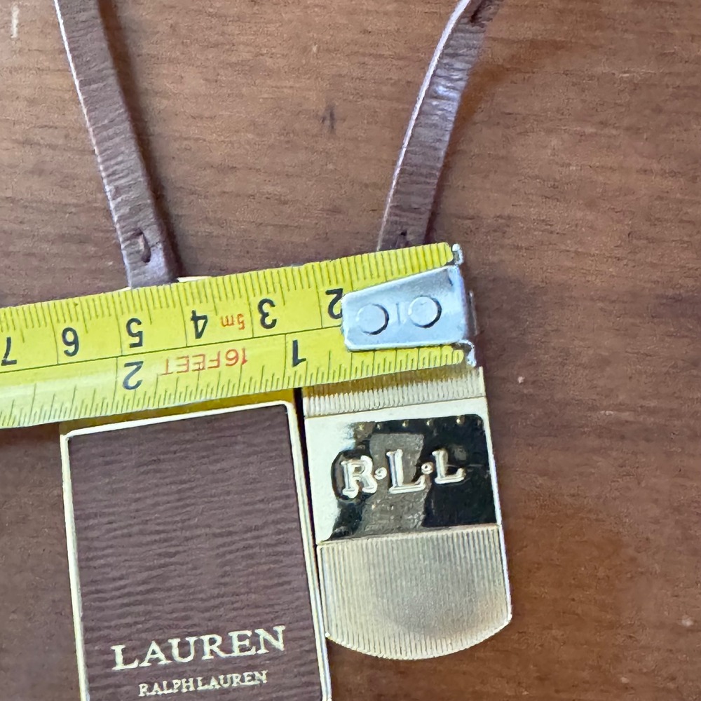 Lauren Ralph Lauren Luggage Tags Gold Brown Leather 2 Piece
Set connected EUC - Picture 7 of 11